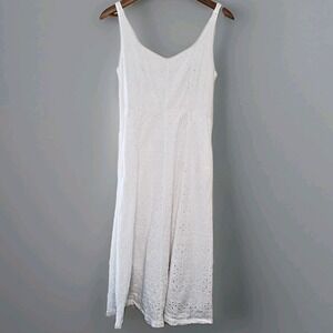 Old Navy Eyelet Detail Midi‎ Dress Sz M Sleeveless Prairie Cottagecore Coastal